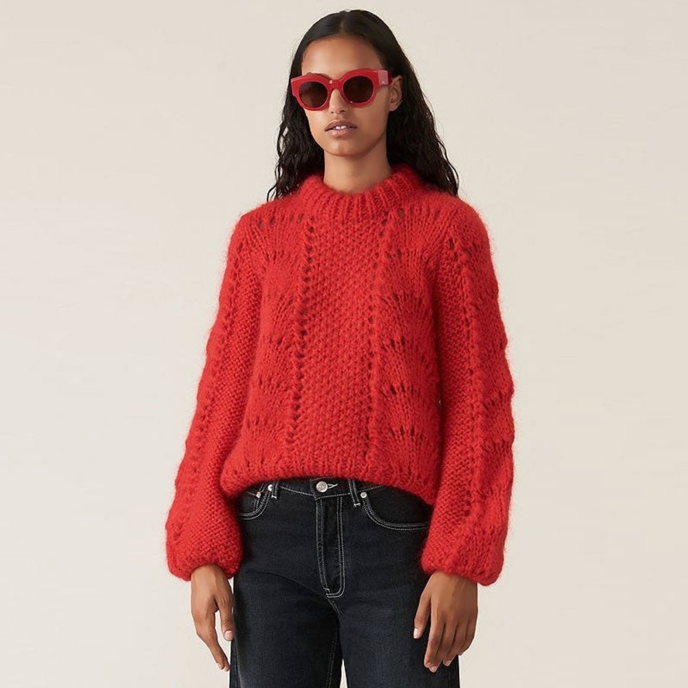 Ganni Julliard Mohair Sweater, Red